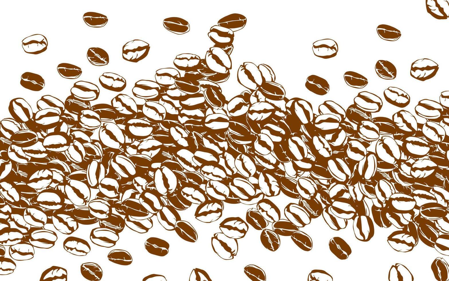 kaffe bakgrund. kaffe bönor i ramar, gräns. kaffe bönor bakgrund. kaffe bönor illustration för förpackning. vektor