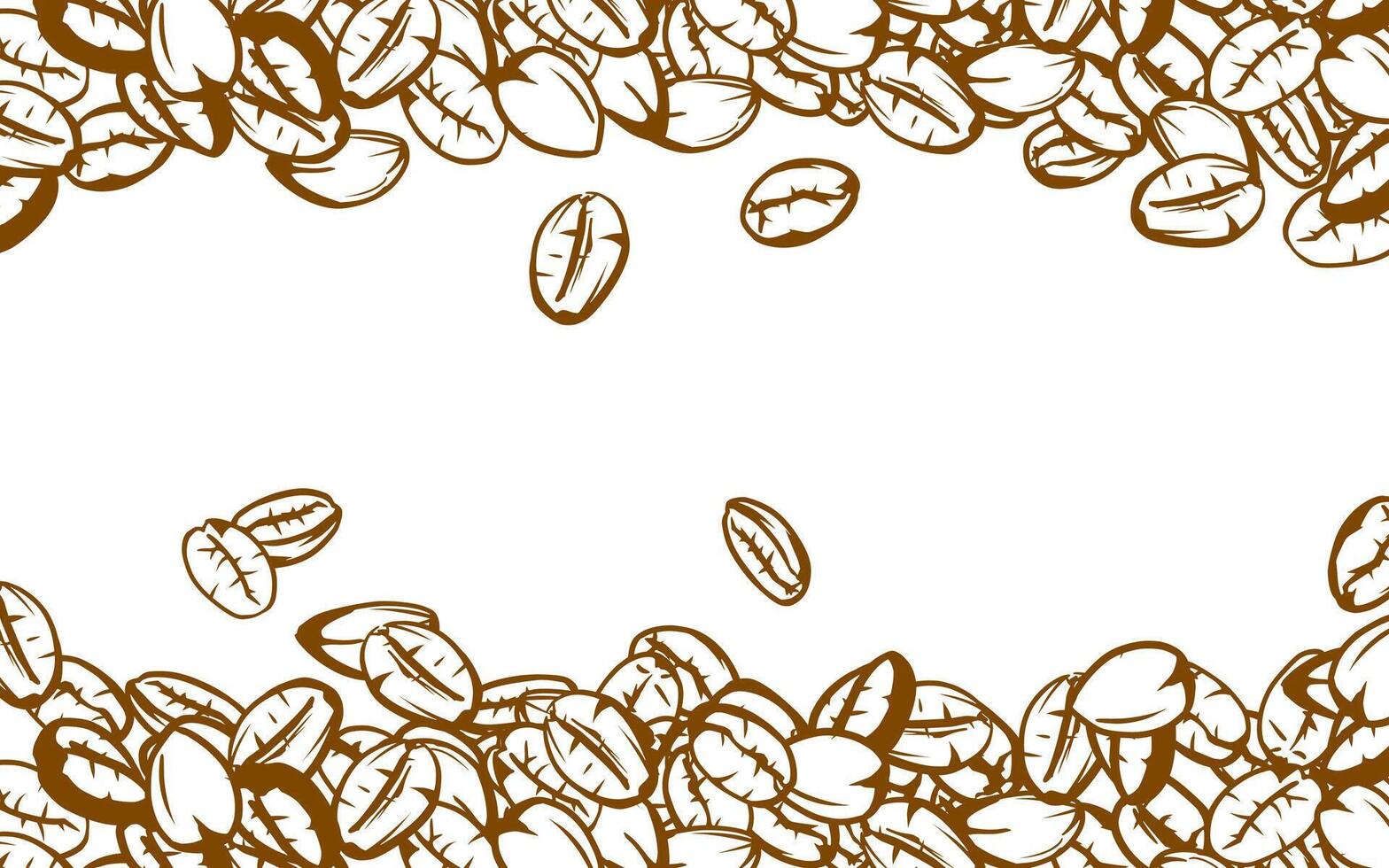 Kaffee Hintergrund. Kaffee Bohnen im Rahmen, Grenze. Kaffee Bohnen Hintergrund. Kaffee Bohnen Illustration zum Verpackung. vektor