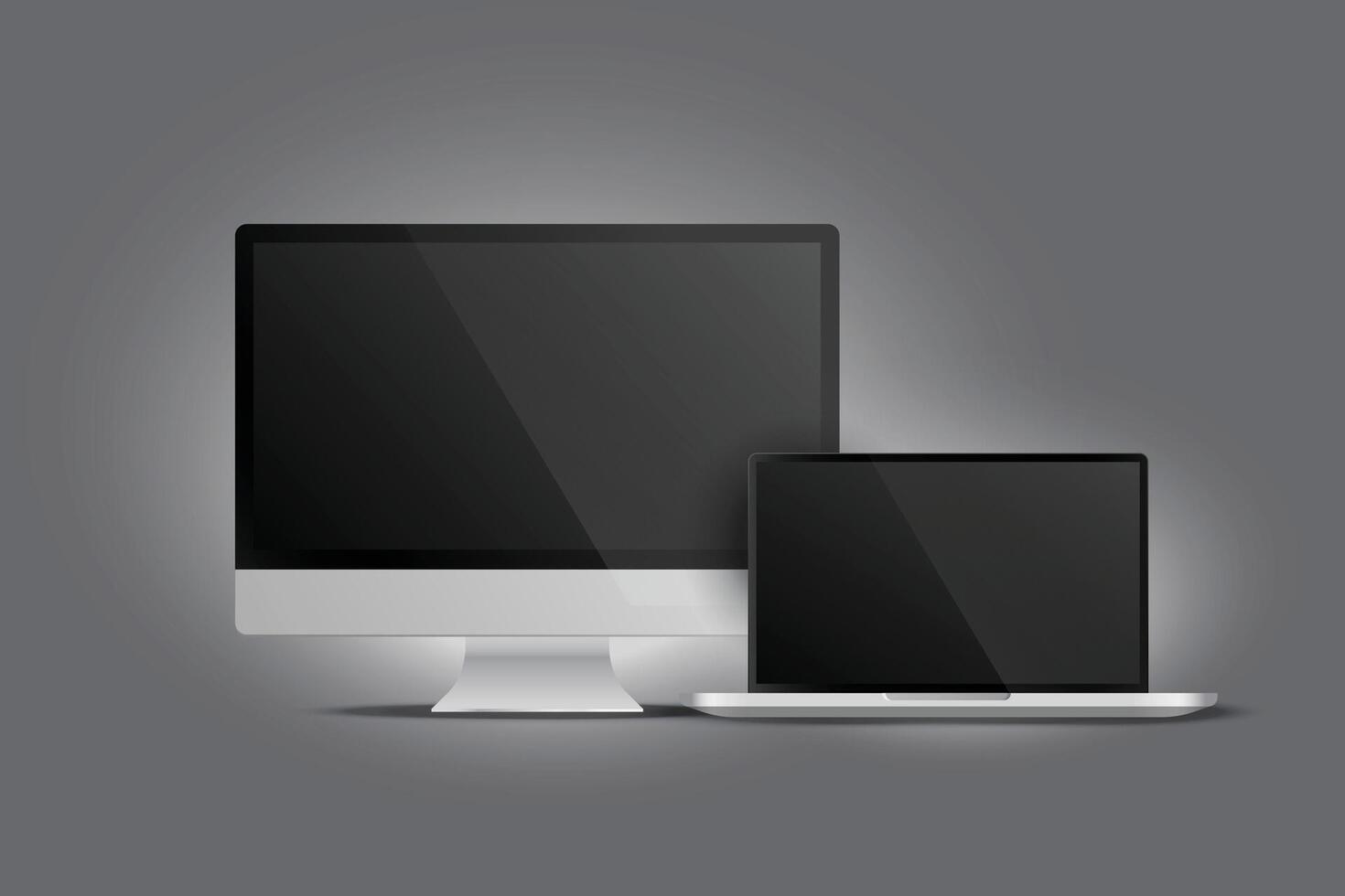 realistisch Anzeige von Monitor Desktop und Laptop vektor