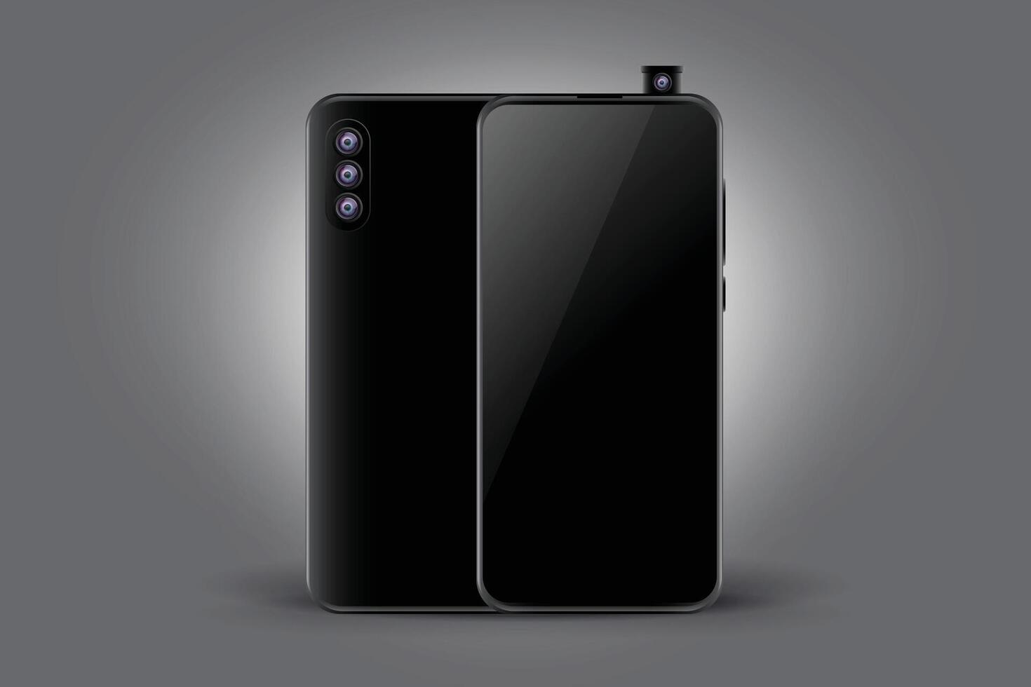 trippel- kamera svart smartphone begrepp attrapp design vektor