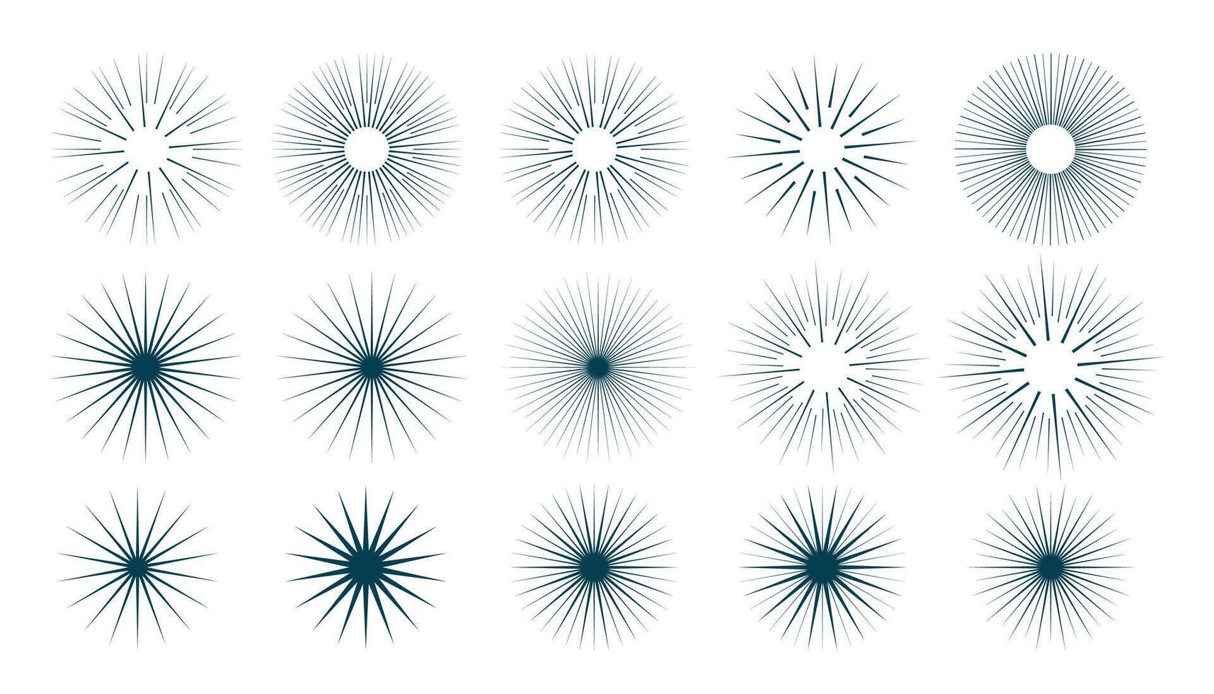 Jahrgang Sunburst Strahlen und Balken groß Sammlung vektor