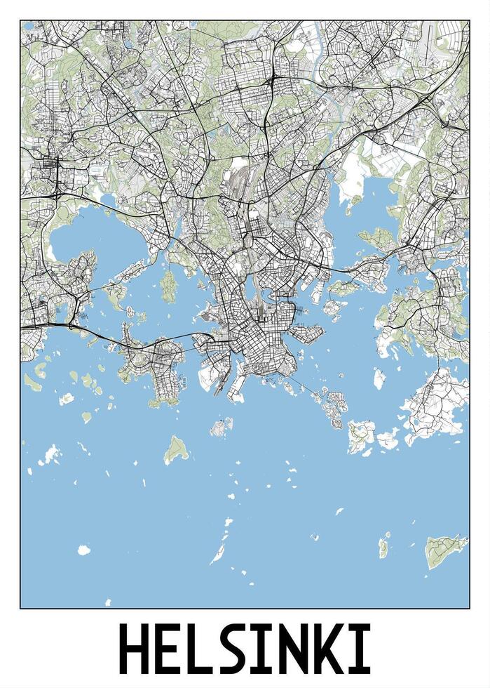 helsingfors, finland Karta affisch konst vektor