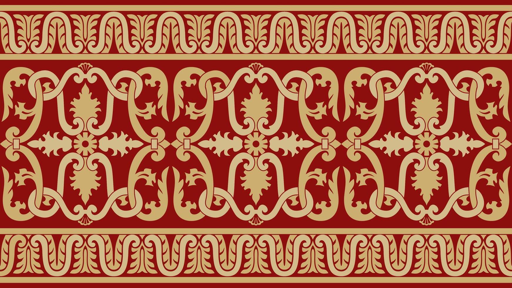 Gold und rot nahtlos klassisch Renaissance Ornament. endlos europäisch Grenze, Wiederbelebung Stil rahmen. vektor