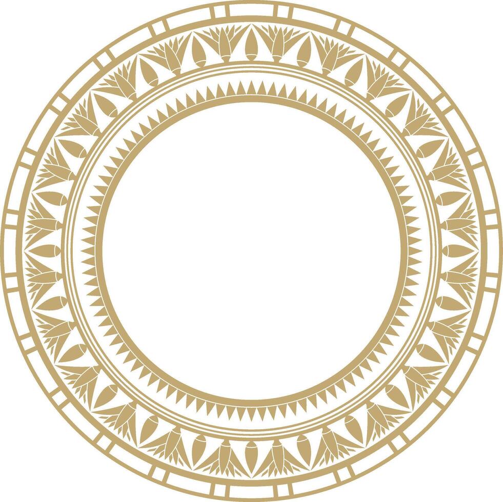 gammal gyllene egyptisk runda prydnad. ändlös nationell etnisk gräns, ram, ringa. vektor
