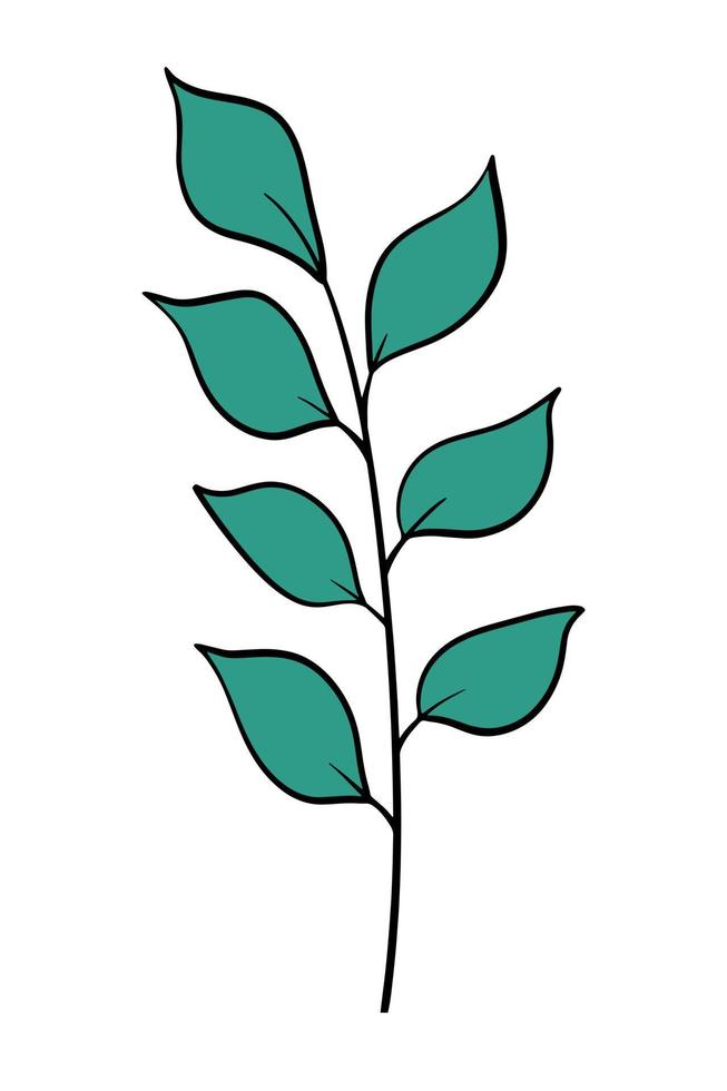 Zweig mit grünen Blättern isolierte Vektorillustration vektor