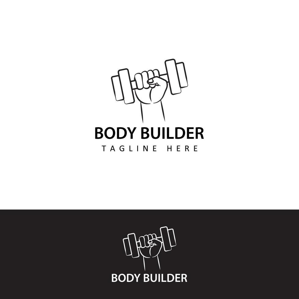 fitness body builder logotyp mall design vektor
