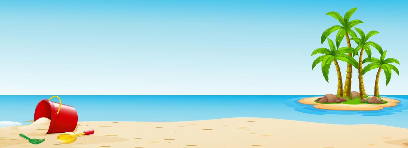 Scen med hink på stranden vektor