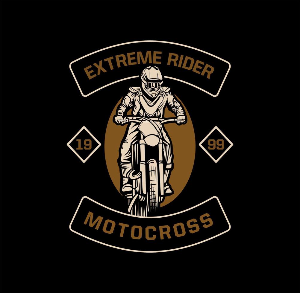 extrema rider motocross t-shirt design premium konstverk vektor illustration mall