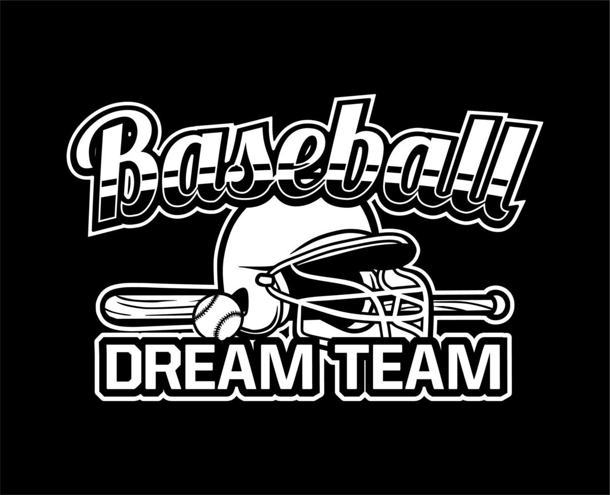 Baseball-Abzeichen-Logo-Emblem-Vorlage Dream Team schwarz und weiß vektor