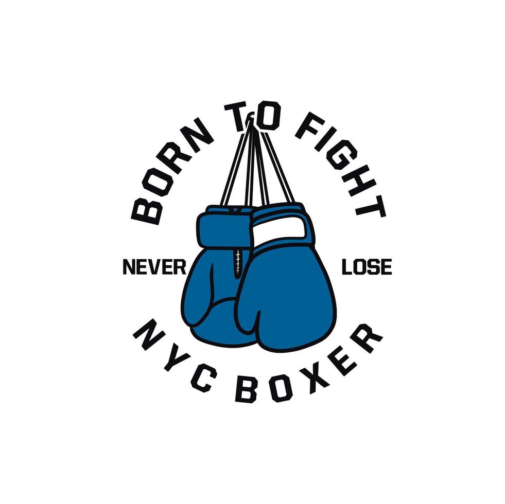 född att slåss aldrig förlora boxer slogan citat motivation t-shirt affisch design handske illustration vektor