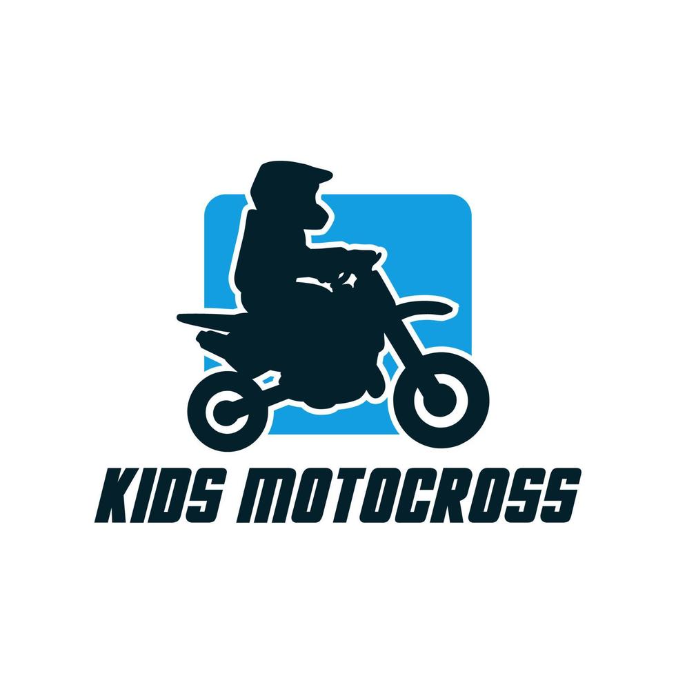 barn motocross logotyp design enkel silhouette badge tecken vektor