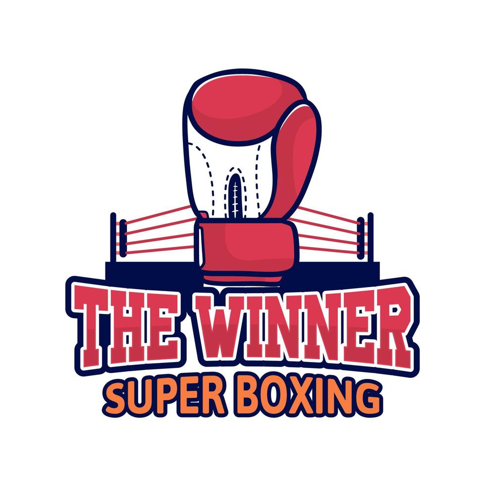 vinnaren super boxningsmärke logo design affisch handske ring boxer vektor