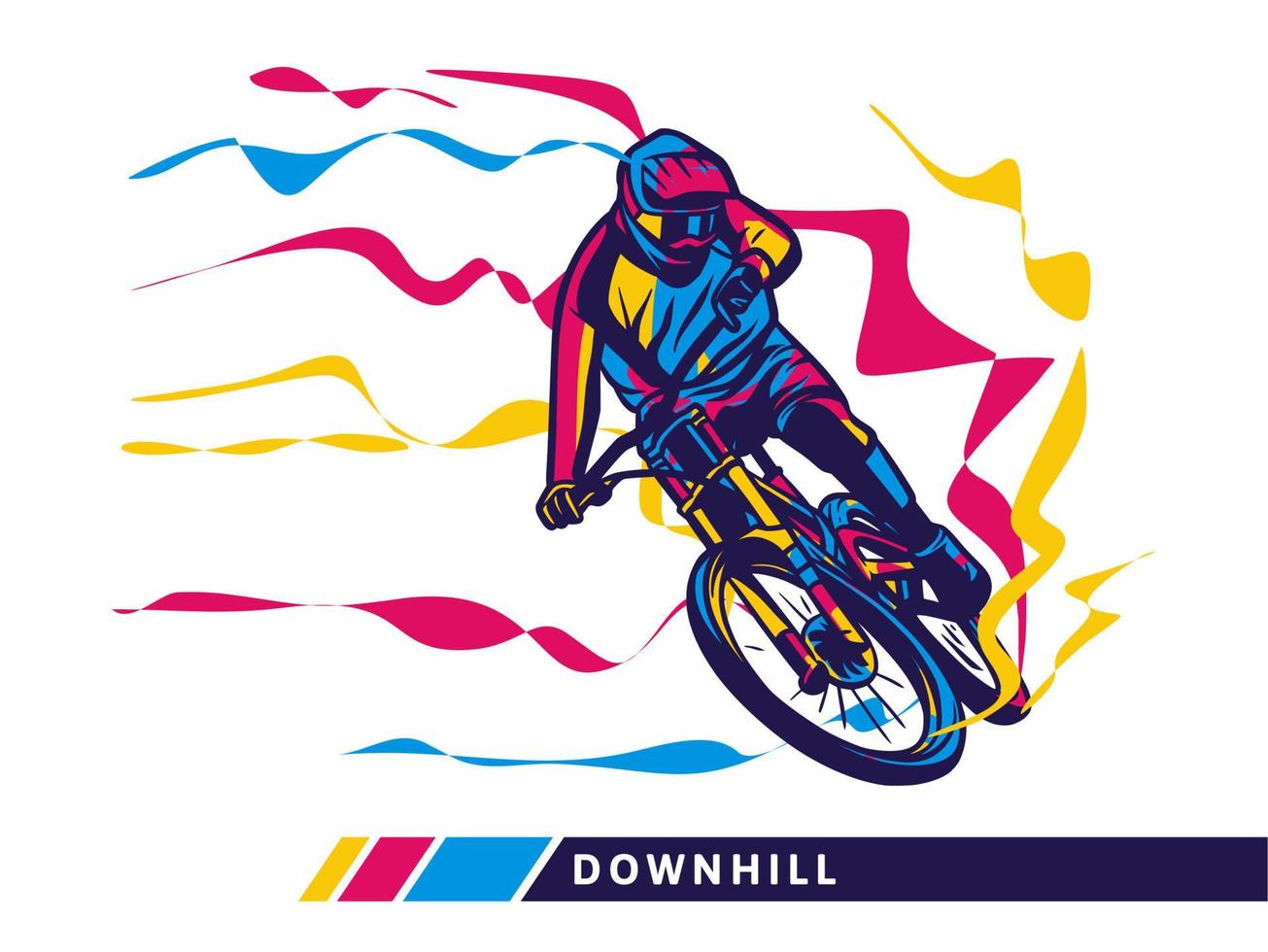 Downhill-Mountainbike-Bewegung bunte Kunstwerke Radfahrer-Bewegungsillustration vektor