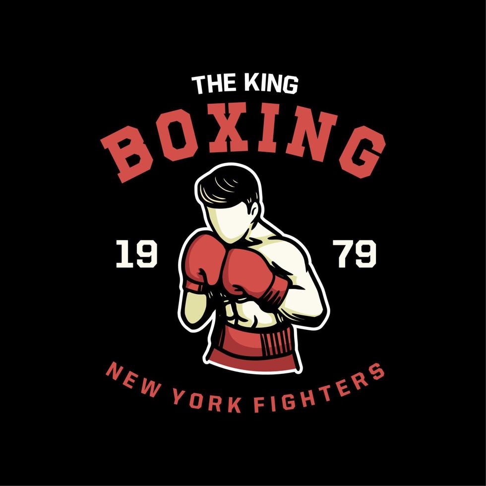 kungen boxning t-shirt design illustration vektor stil vintage boxare