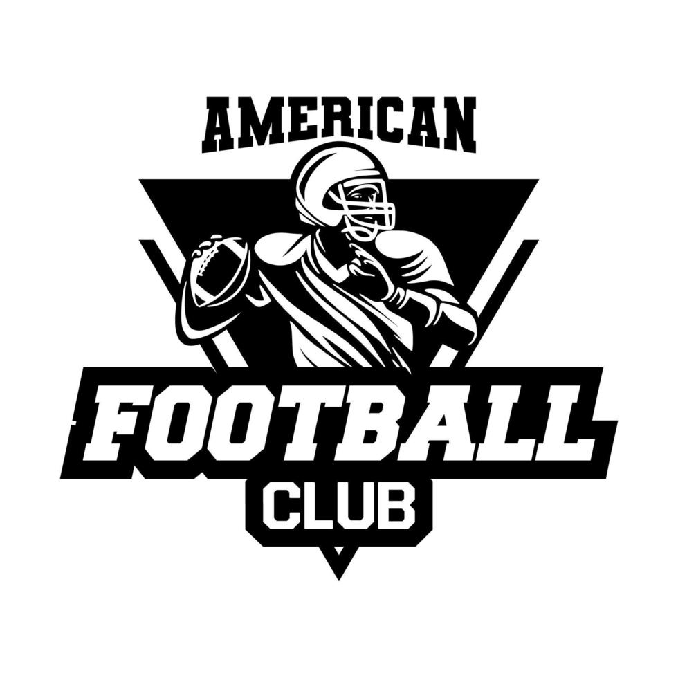 amerikansk fotbollsklubbs logotyp i svart och vitt vektor