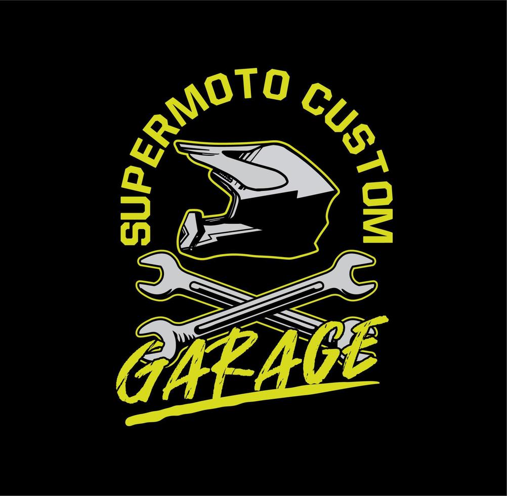 Supermmoto Custom Garage T-Shirt Design Illustration Poster Vektorgrafik vektor