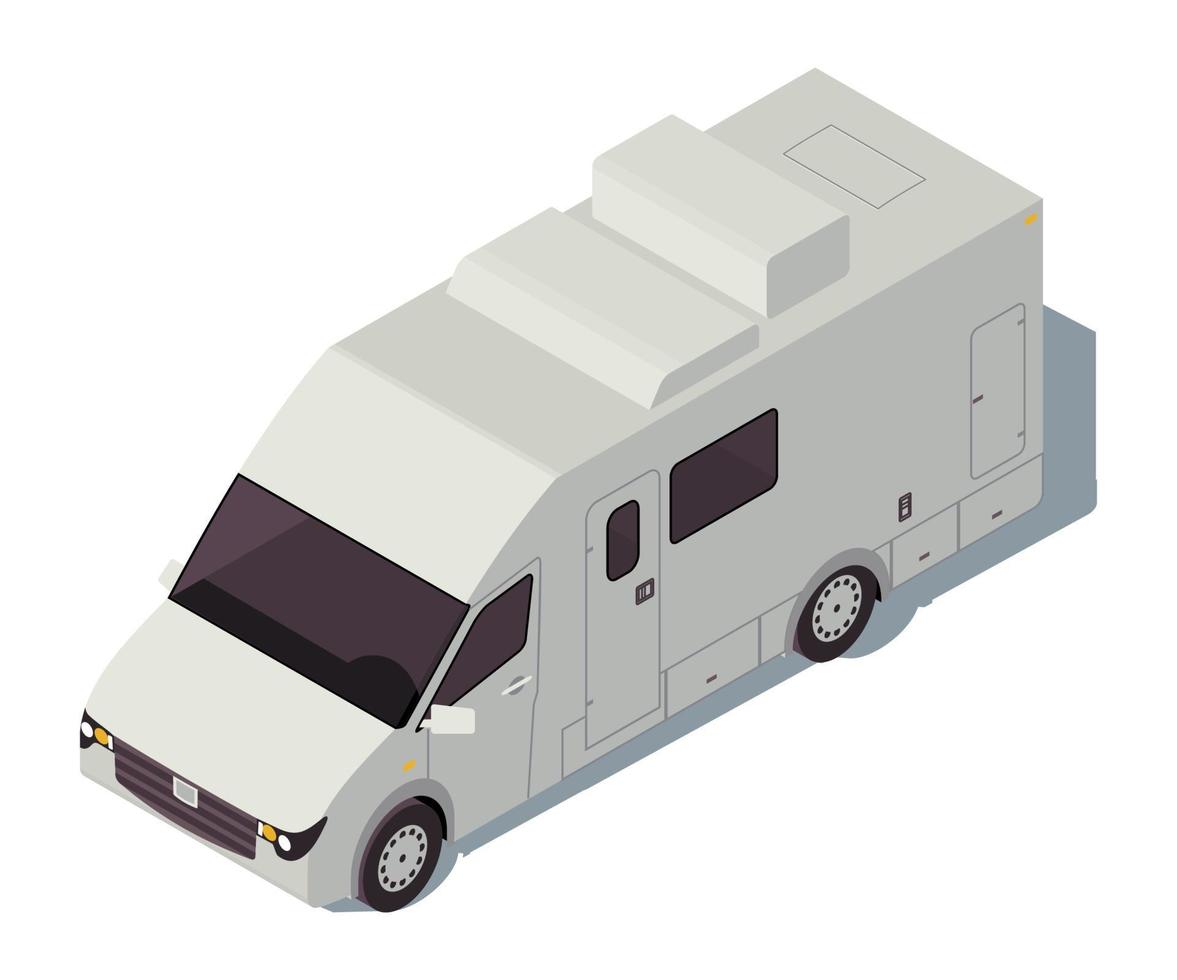 husbil isometrisk färg vektorillustration. infografik för stadstrafik. husbil. lastbilsfordon. bilresor. resetransporter. bil 3d koncept isolerad på vit bakgrund vektor