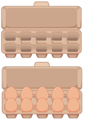 Sats med ägg i kartong vektor