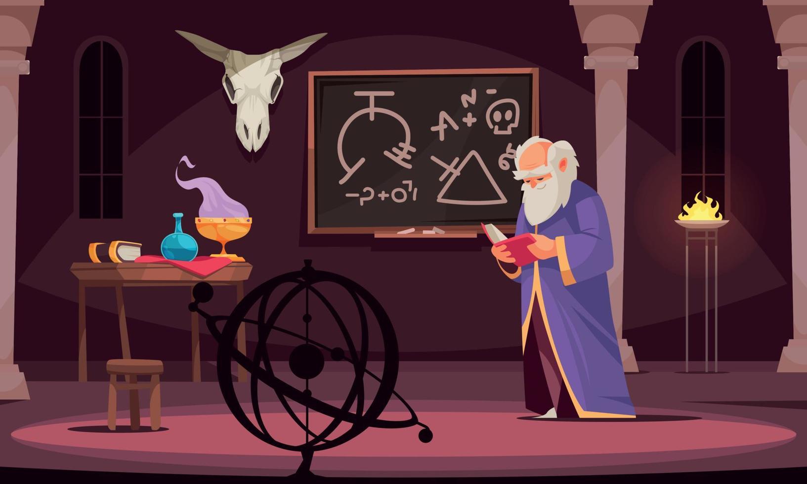 Alchemie-Cartoon-Illustration vektor
