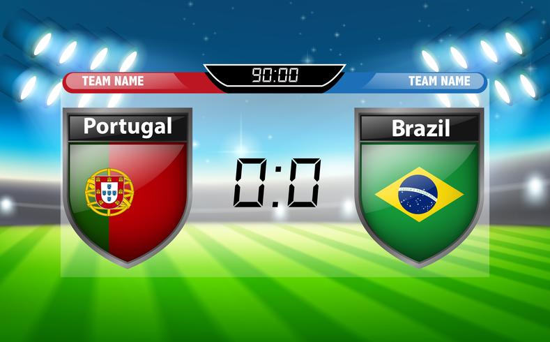 Portugal vs Brasilien Anzeigetafel vektor