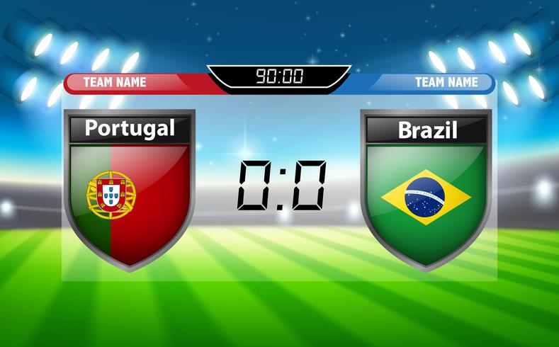 Portugal vs Brasilien resultattavlan vektor