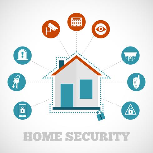 Home Security-Symbol flach vektor