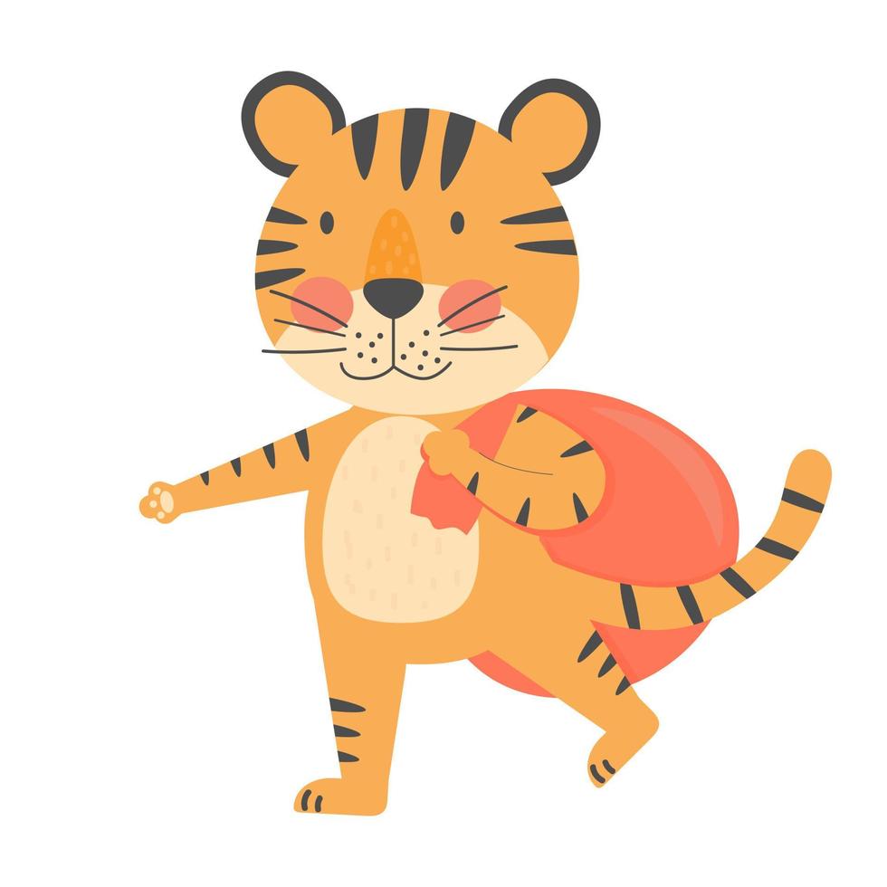 Tiger-Symbol des 2022-Jahres-Neujahrs-Maskottchens niedlicher Vetor flacher Tiercharakter lokalisiert auf einem weißen Hintergrund vektor