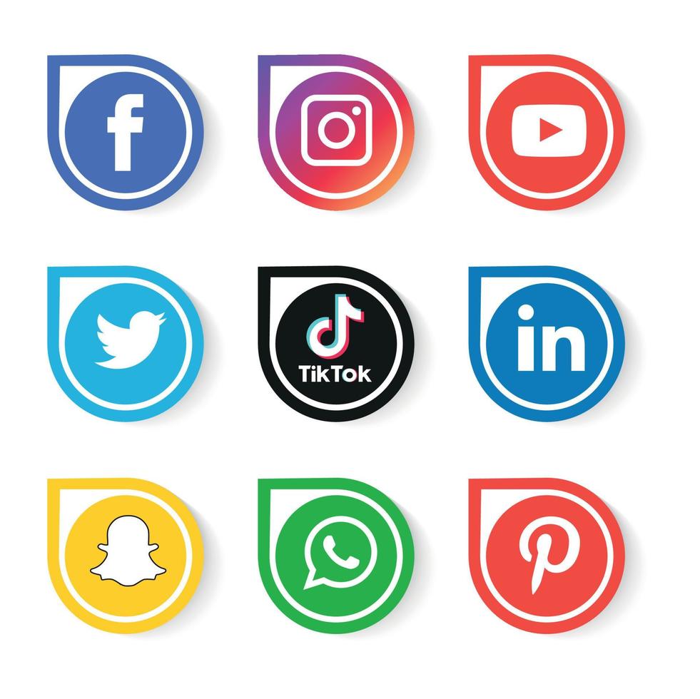 Social Media flache Icons Technologie, Netzwerk. Hintergrund-Gruppe Smiley-Gesicht-Verkauf. teilen, mögen, vektorillustration twitter, youtube, whatsapp, snapchat, facebook, instagram, tick tack, tok vektor