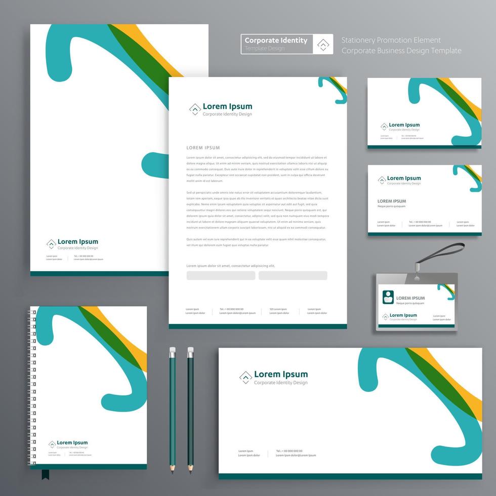 företagsidentitet mall design brevpapper vektor abstrakt bakgrund med PM presentartiklar färg PR souvenirer element