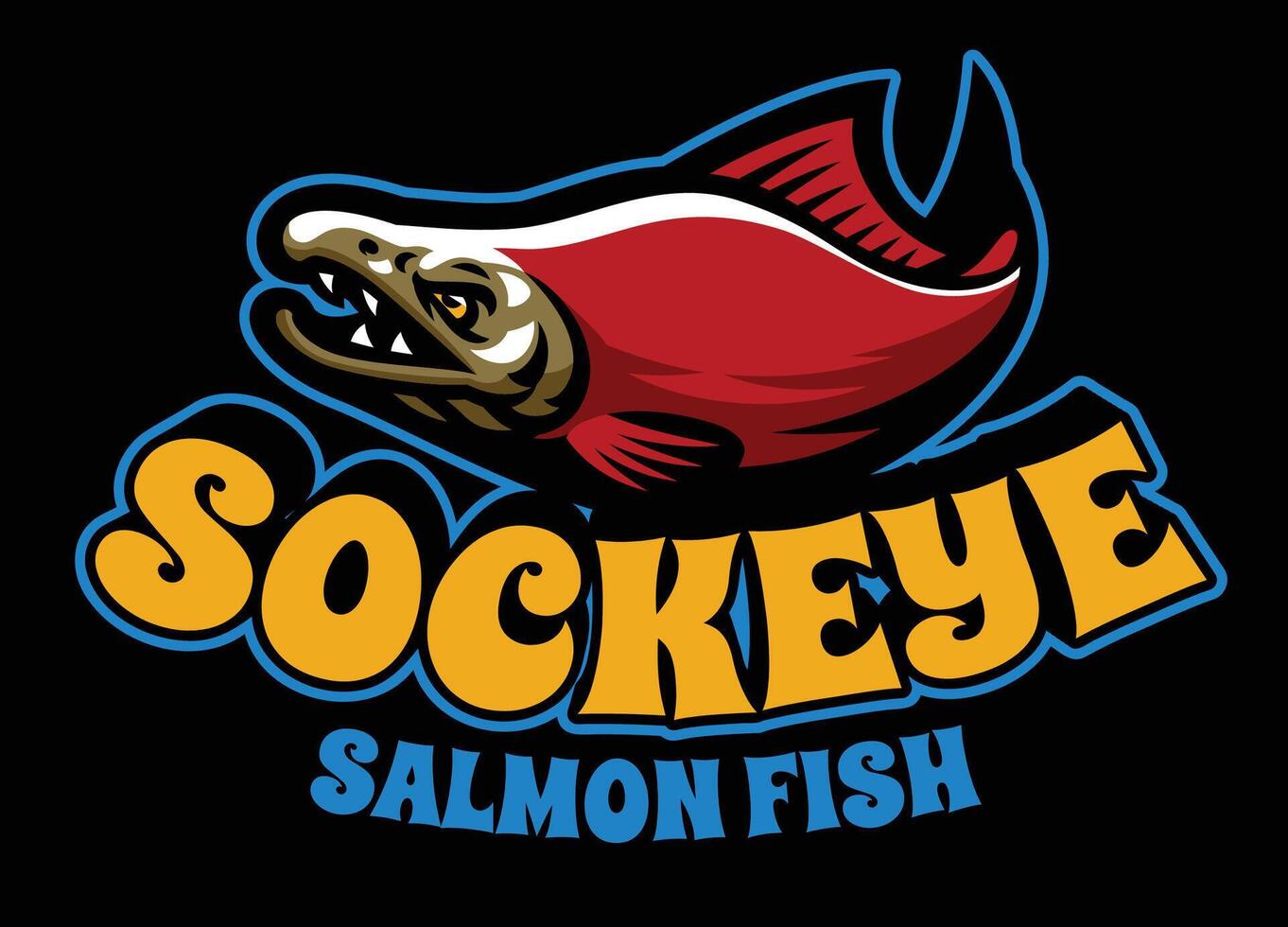 Sockeye Lachs Fisch Maskottchen Logo isoliert vektor