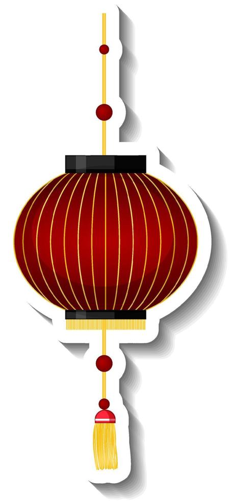 chinesischer laternenkarikaturaufkleber auf weißem hintergrund vektor