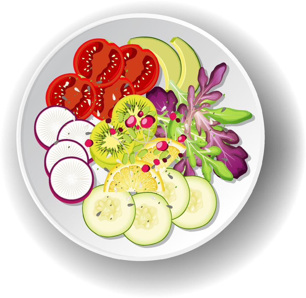 hälsosam måltid med färsk grönsaksalladskål vektor