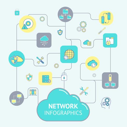 Netzwerk- und Server-Infografiken vektor