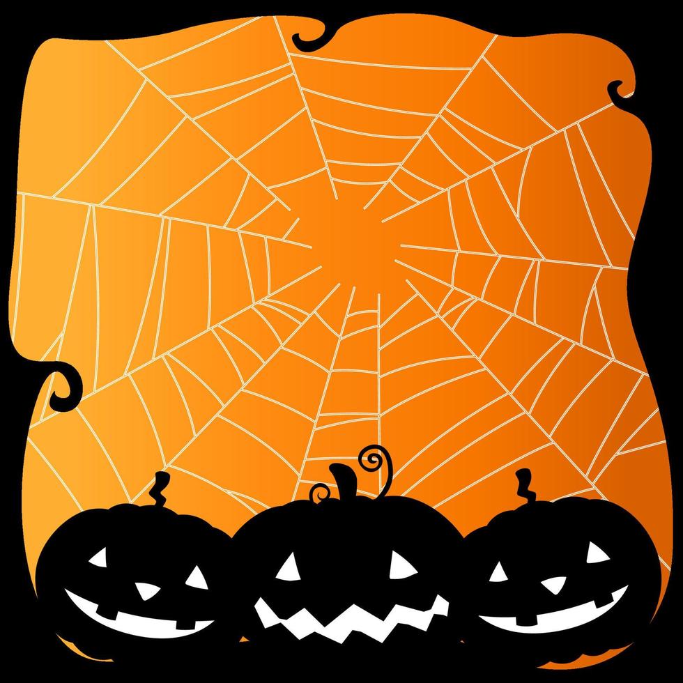 Halloween-Hintergrundschablone mit gruseligem Kürbis und Spinnennetz vektor