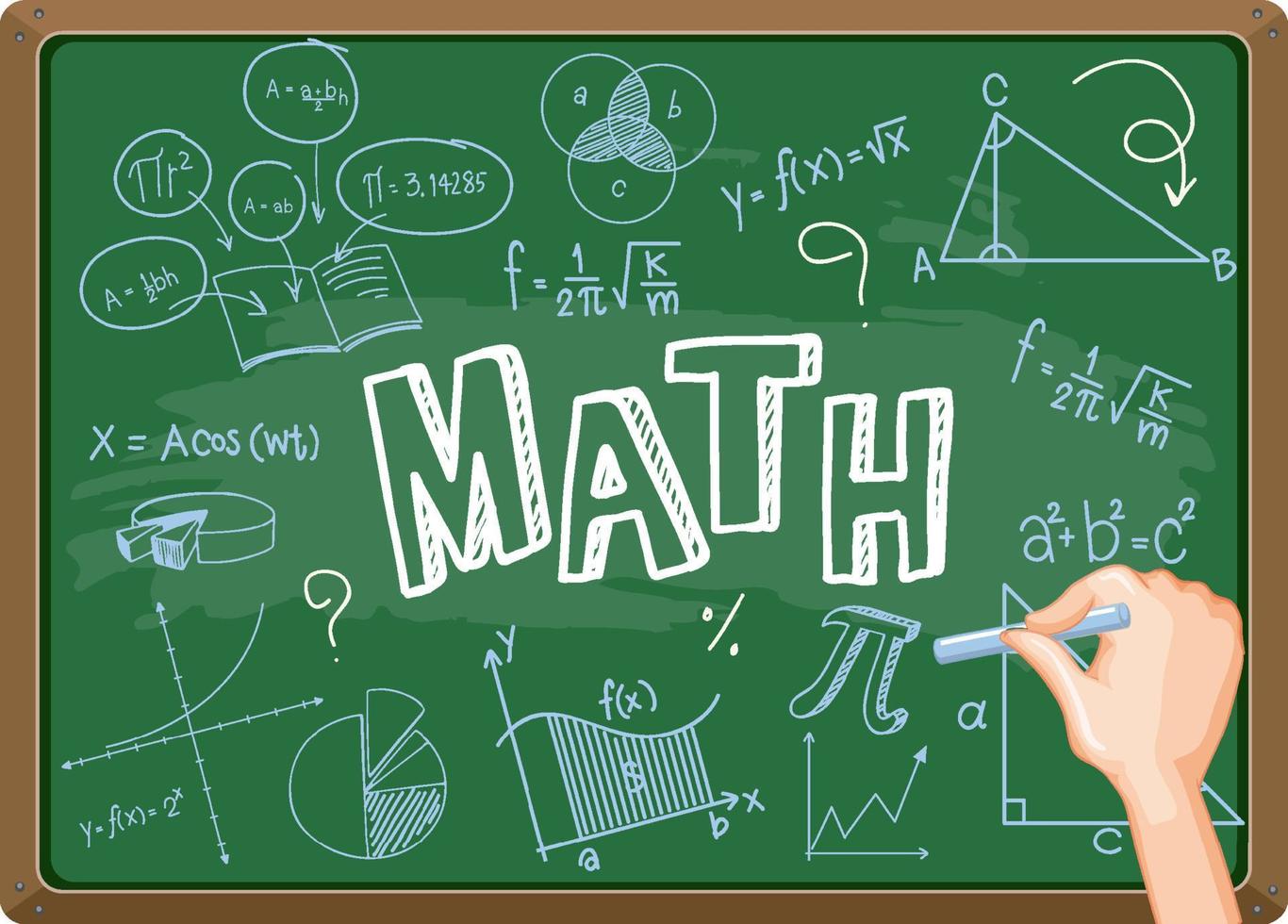 doodle matte teckensnitt med matematiska objekt vektor