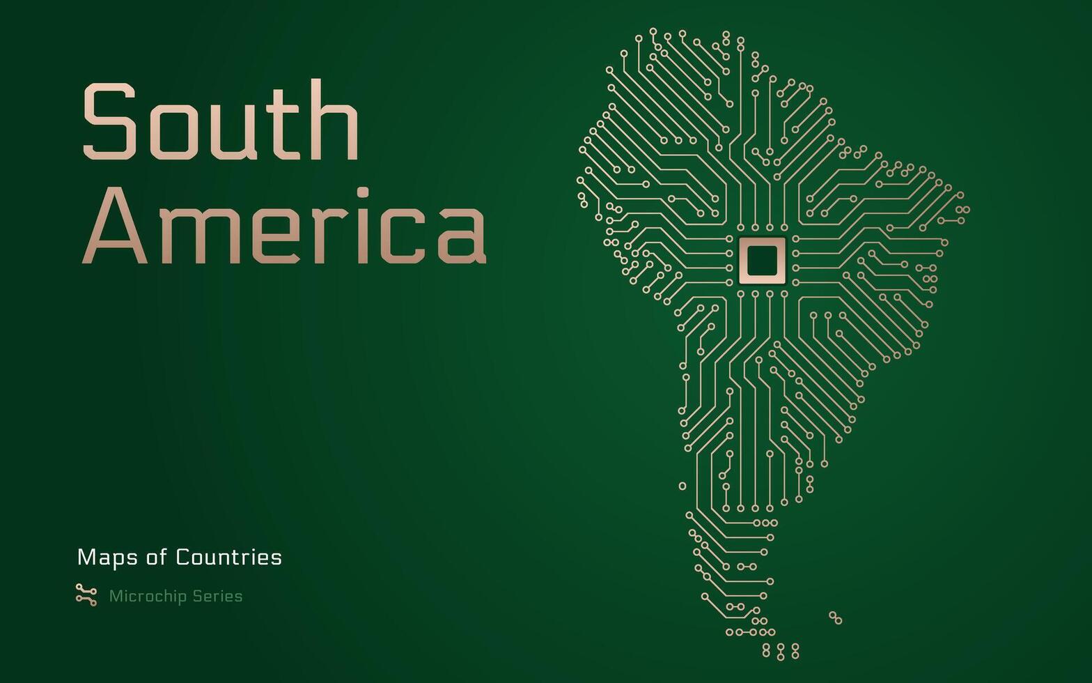 Süd Amerika Karte mit gezeigt im ein Mikrochip Muster. E-Government. Kontinent Karten. Mikrochip Serie vektor