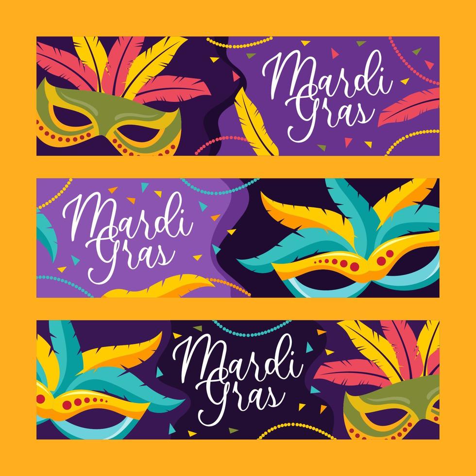 Mardi gras festival banner set vektor