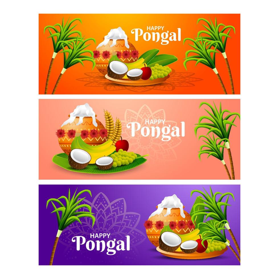 glad pongal banner samling vektor