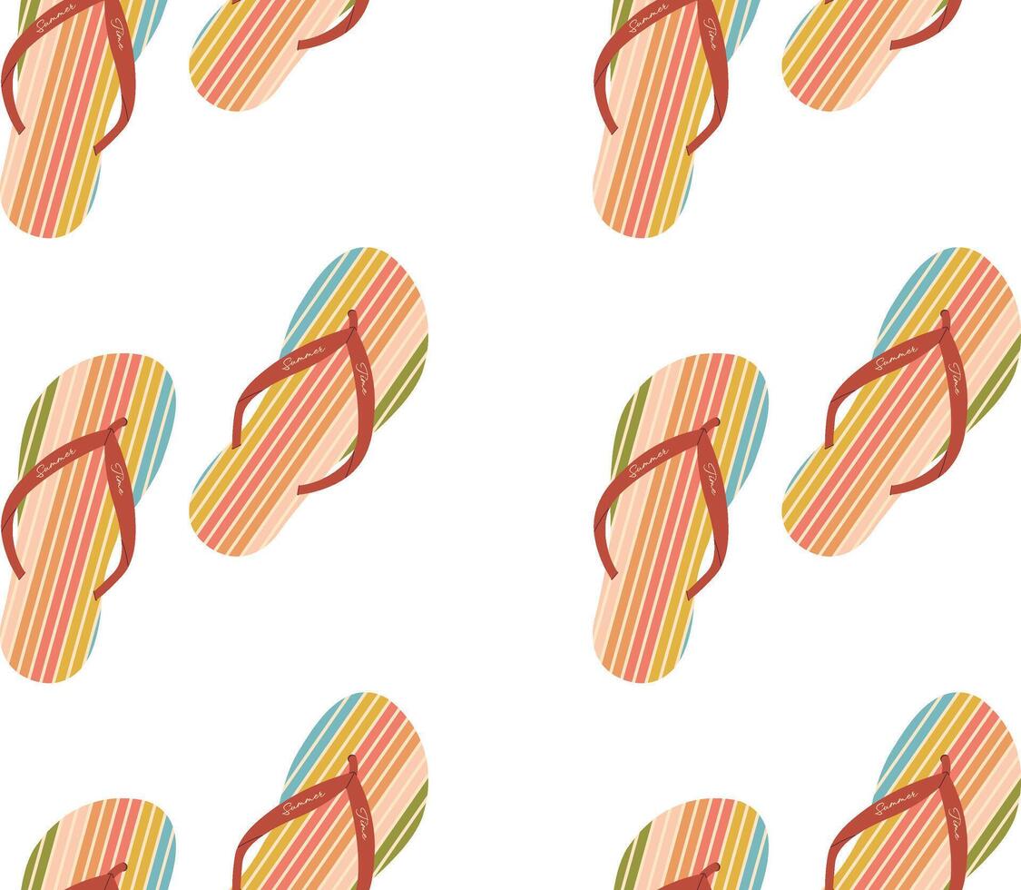 Sommer- Schuhe nahtlos Muster. hell wiederholen Flip Flops. Illustration zum Unterhose und Badeanzug vektor