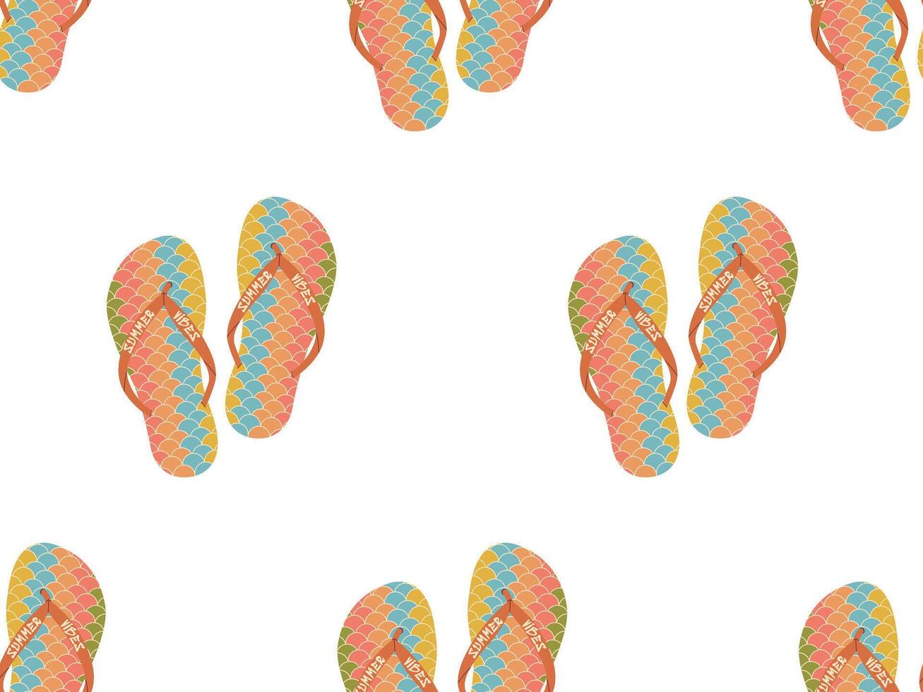 sommar skor sömlös mönster. ljus upprepa flip floppar. illustration för kalsonger och baddräkt vektor