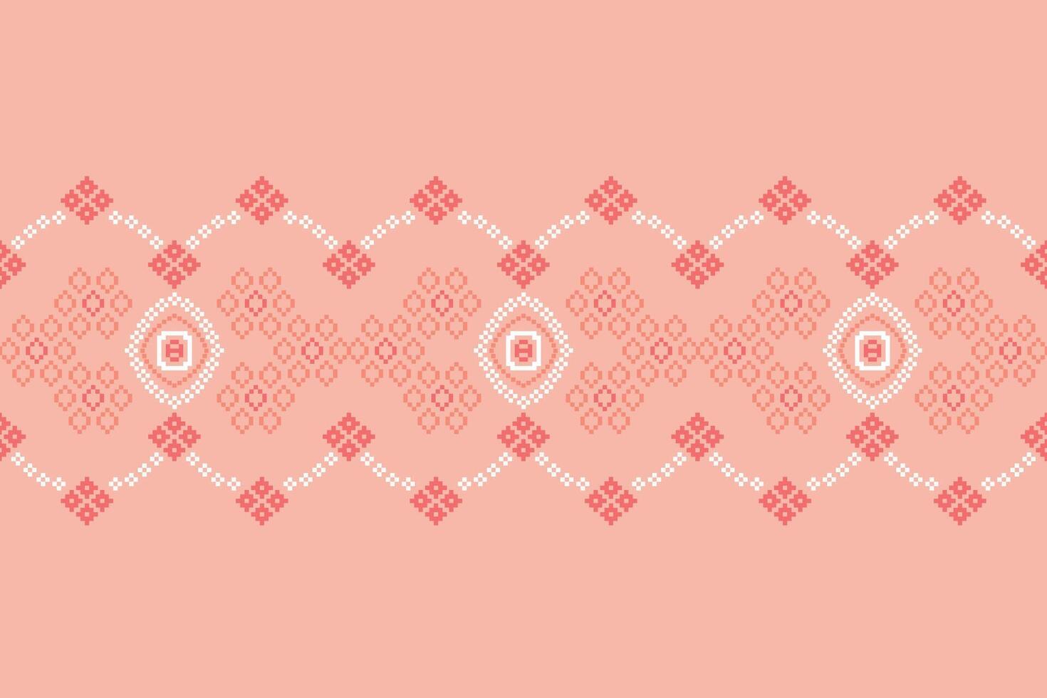 etnisk geometrisk tyg mönster korsa stitch.ikat broderi etnisk orientalisk pixel mönster reste sig rosa guld bakgrund. abstrakt, illustration. textur, kläder, halsduk, dekoration, siden tapet. vektor