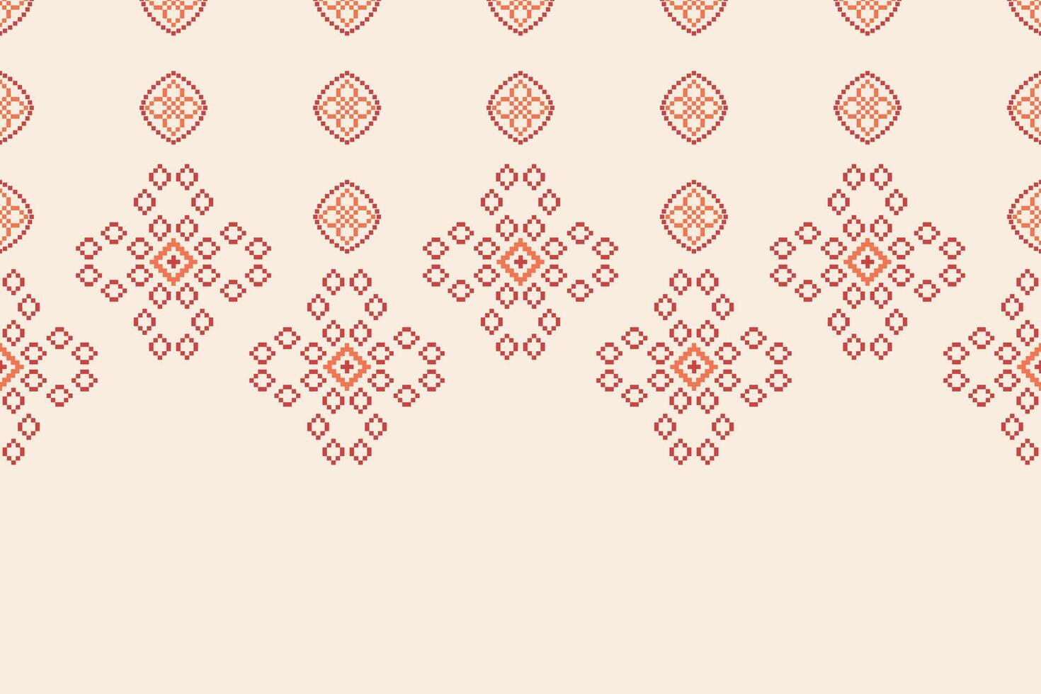 traditionell ethnisch Motive Ikat geometrisch Stoff Muster Kreuz Stich.ikat Stickerei ethnisch orientalisch Pixel braun Sahne Hintergrund. abstrakt, Illustration. Textur, Schal, Dekoration, Tapete. vektor