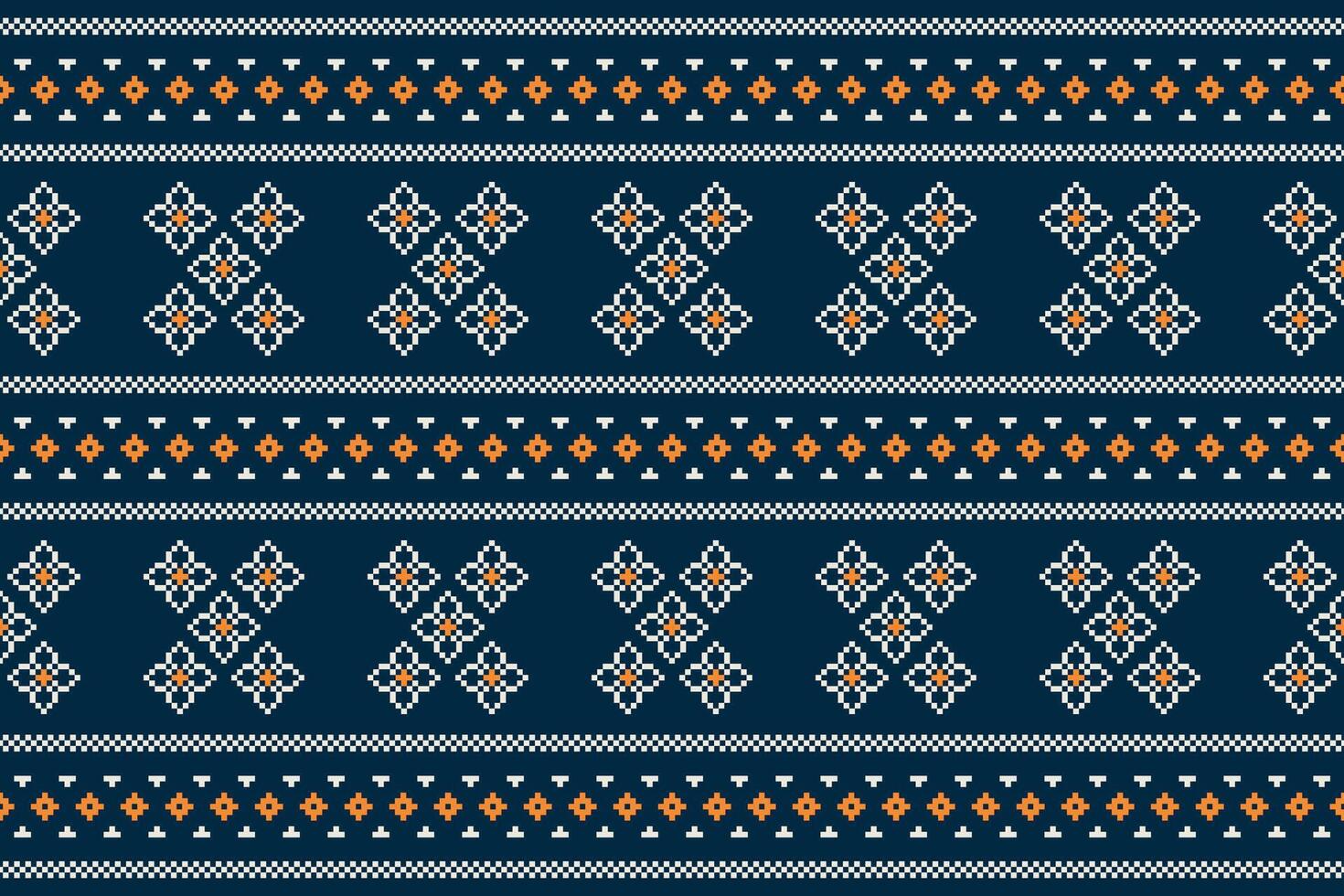 traditionell ethnisch Motive Ikat geometrisch Stoff Muster Kreuz Stich.ikat Stickerei ethnisch orientalisch Pixel Marine Blau Hintergrund. abstrakt, Illustration. Textur, Dekoration, Tapete. vektor