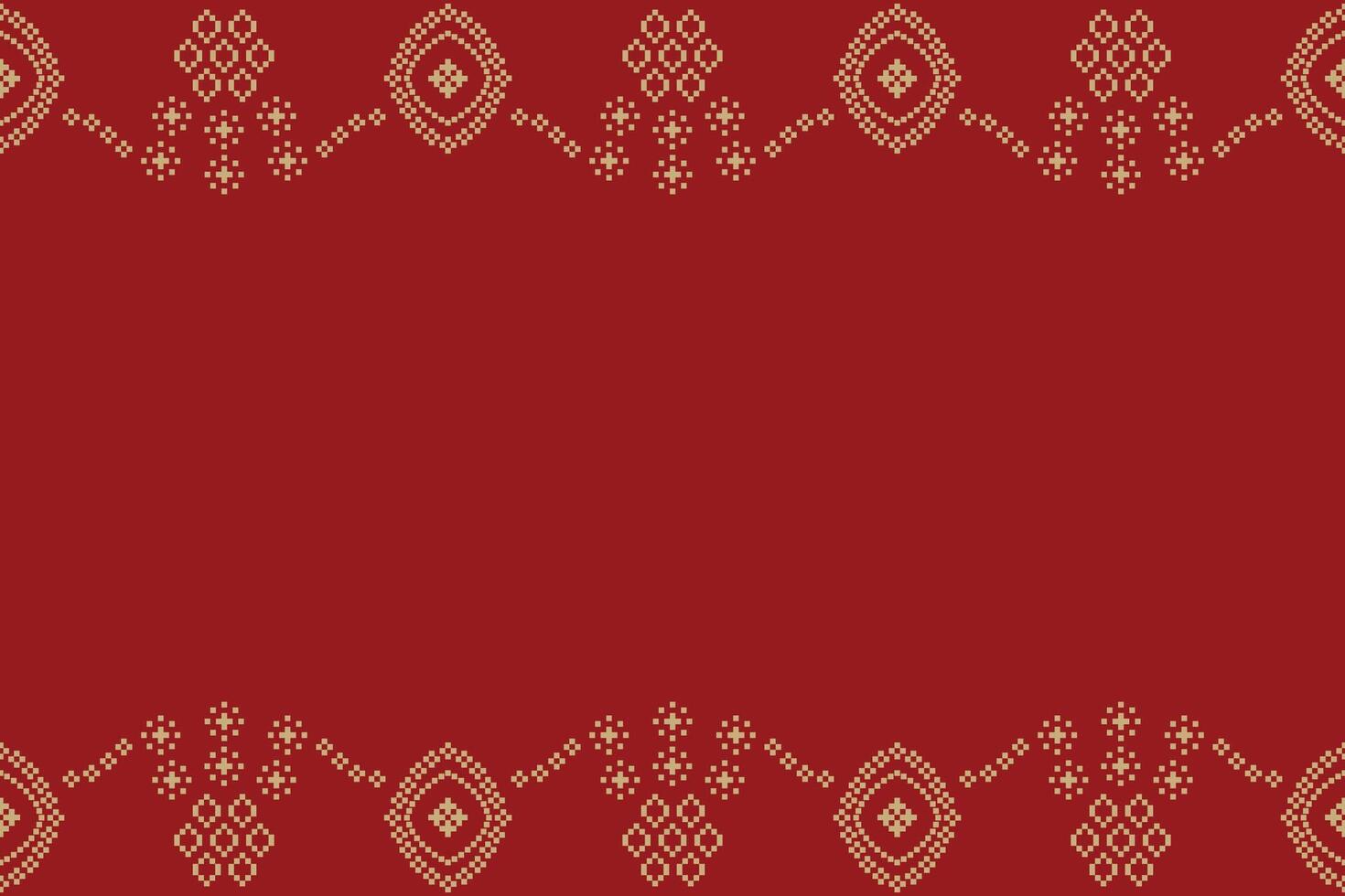 traditionell etnisk motiv ikat geometrisk tyg mönster korsa stitch.ikat broderi etnisk orientalisk pixel röd bakgrund. abstrakt, illustration. textur, jul, dekoration, tapeter. vektor