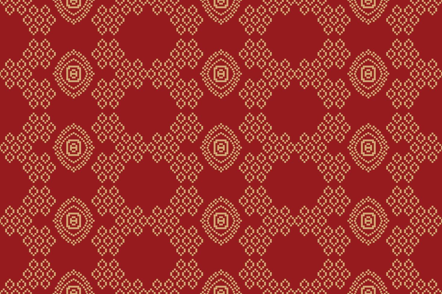 traditionell etnisk motiv ikat geometrisk tyg mönster korsa stitch.ikat broderi etnisk orientalisk pixel röd bakgrund. abstrakt, illustration. textur, jul, dekoration, tapeter. vektor