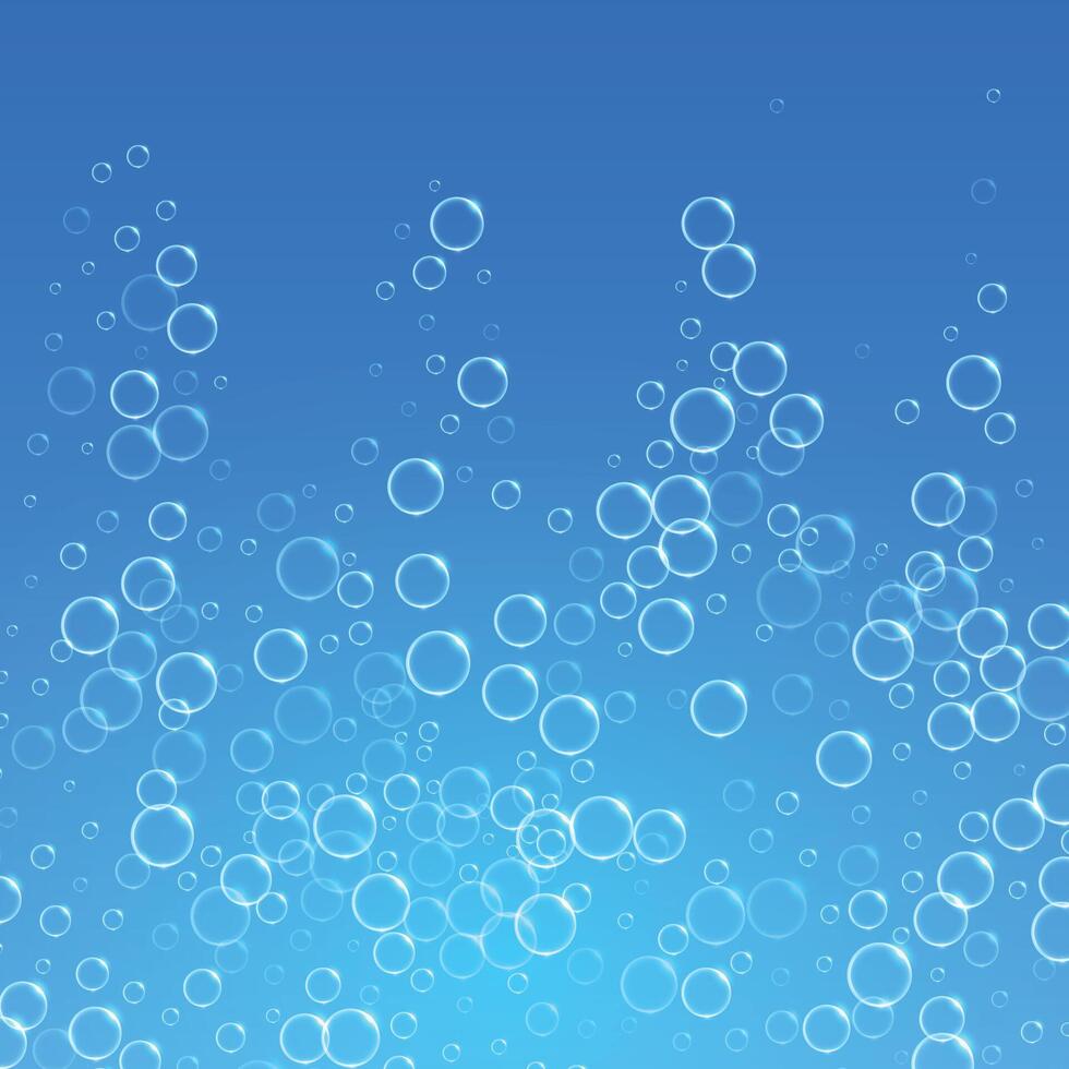 Blau Wasser Hintergrund mit Luftblasen schwebend nach oben vektor