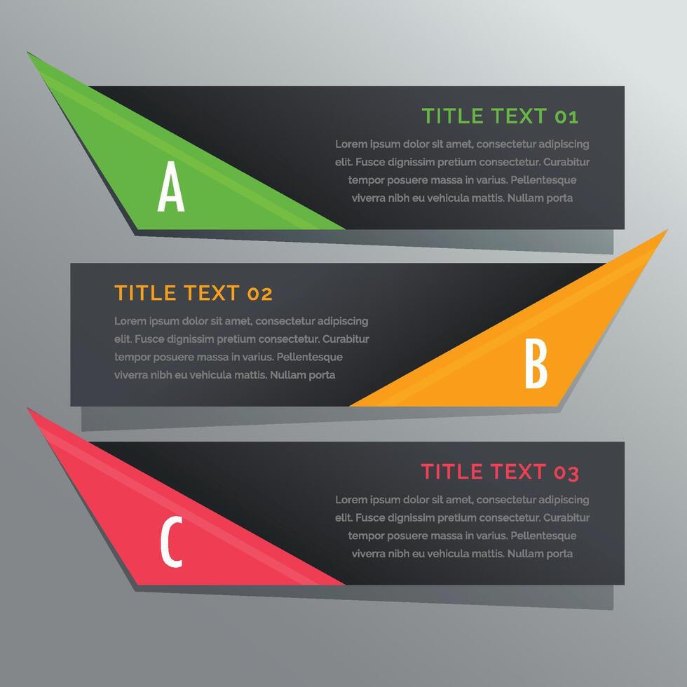 dunkel horizontal Banner Optionen Infografik vektor