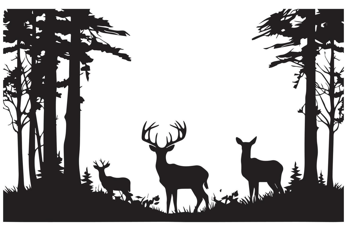 Silhouette Hirsch und Wald Design Elemente Profi Design vektor