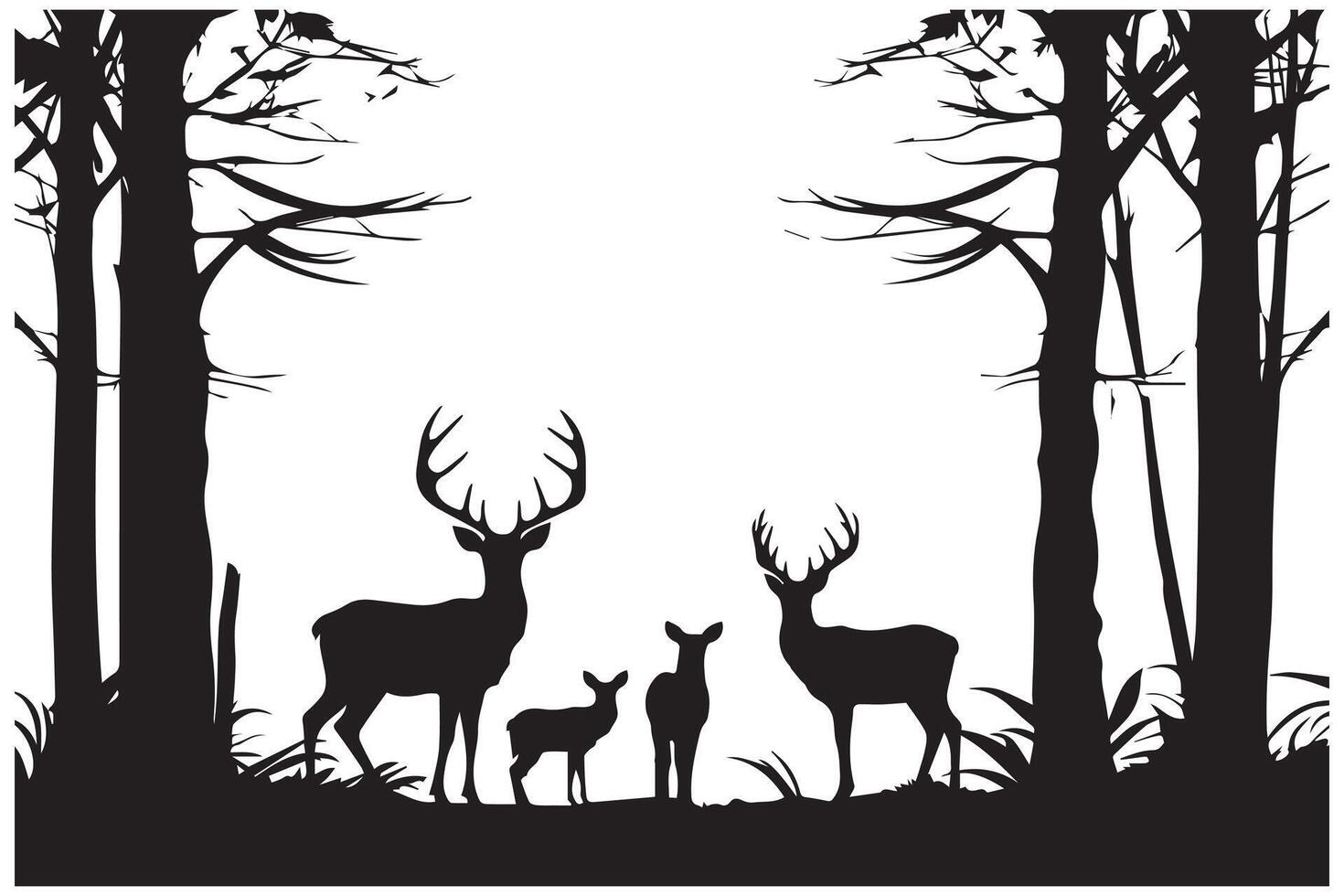 Silhouette Hirsch und Wald Design Elemente Profi Design vektor