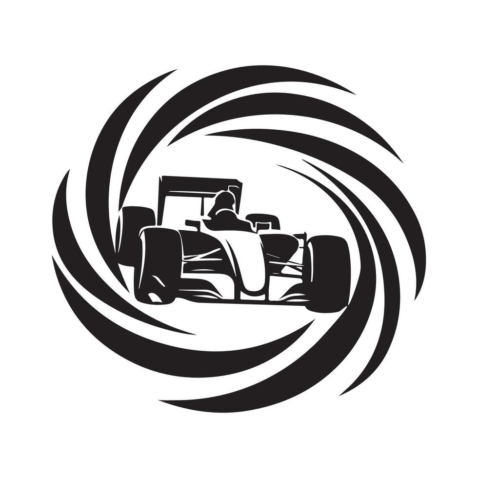formel ett tävlings bil logotyp isolerat på vit bakgrund stock bild vektor